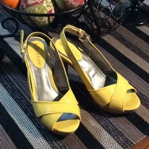 Kelly and Katie yellow patent heels